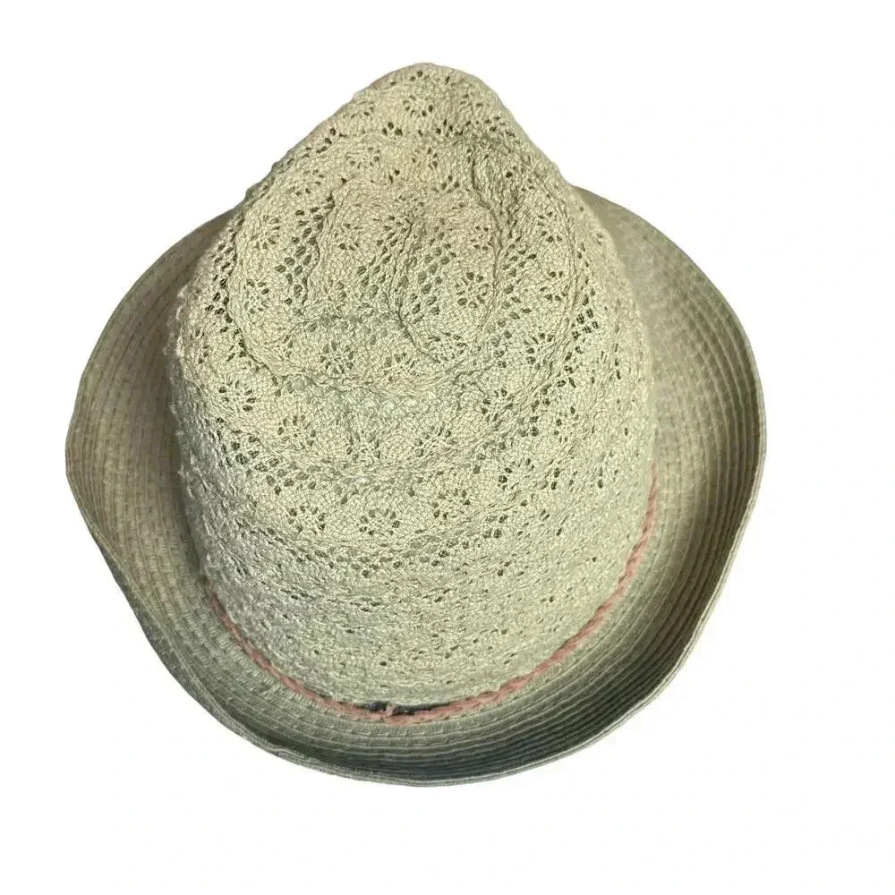 C. C Beanie Exclusives sage green cotton/paper fedora hat w/tan‎ braided ribbon